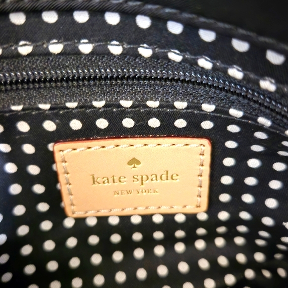 Kate Spade Black and Tan Crossbody Bag Polka Dot Interior Nylon - Picture 11 of 12